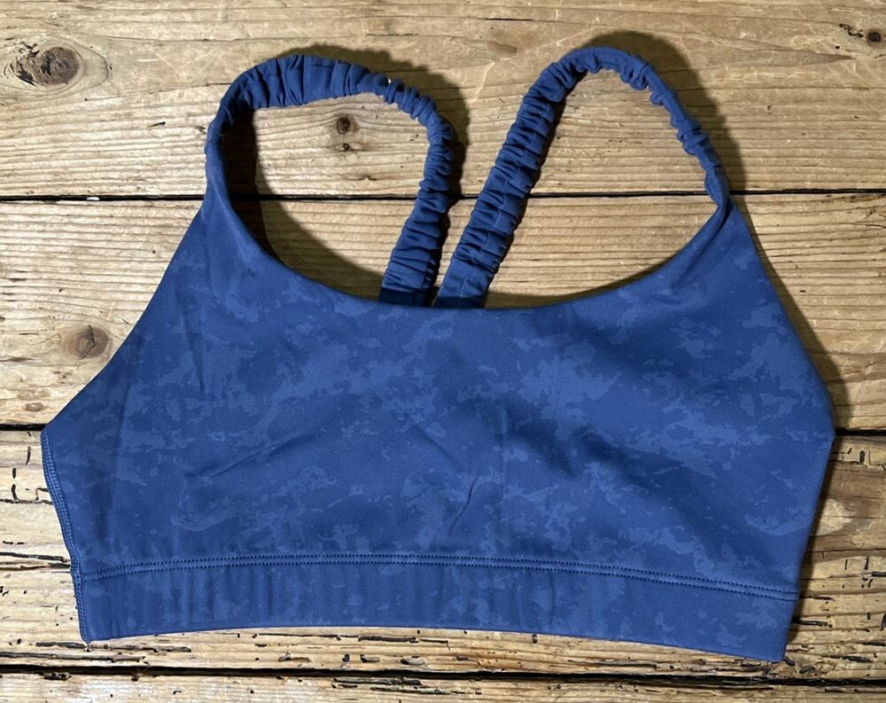 Lorna Jane Women’s Size S Camo Blue Triple Threat Sports Bra - NWOT